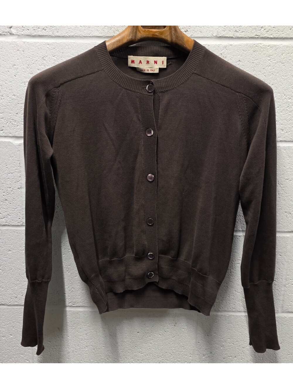 Marni MARNI Viscose Half-and-Half Cardigan Cotton Brown 40 19x22 Knit